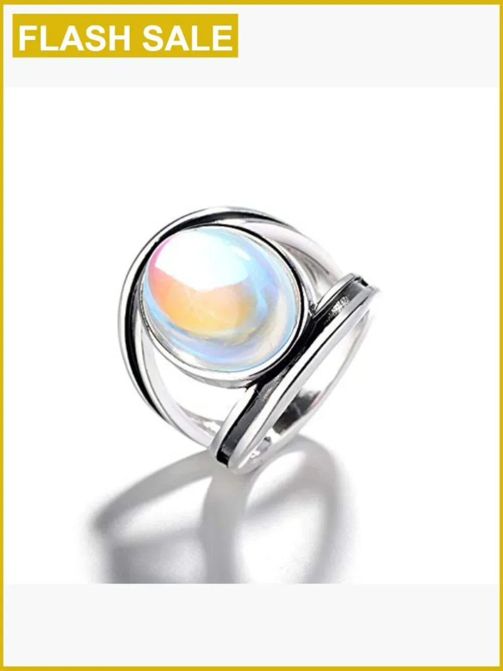 Vintage Silver Moonstone Ring Wedding Bridal Jewelry US 6